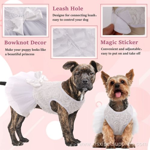 Dog White Princess Dresses with Bowknot